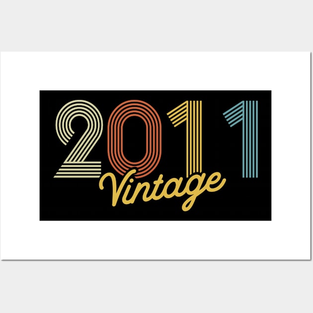 11 Years Old Vintage 2011 11th Birthday Retro Wall Art by tobzz